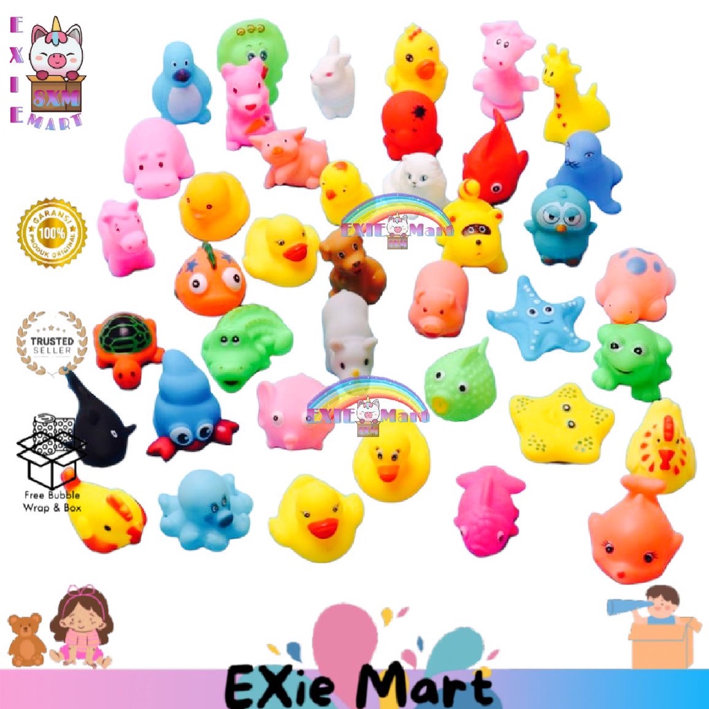 BEBEK AIR KARET BUNYI 6PCS - MAINAN ANAK HEWAN BEBEK MANDI - HEWAN KARET MANDI - BEBEK KARET BERENAN
