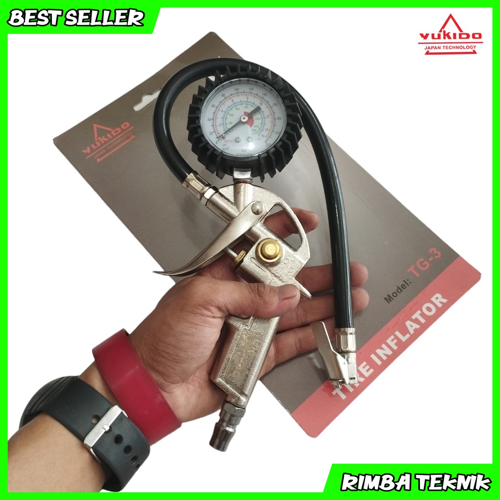 YUKIDO tire inflator model TG-3 alat pengisi angin ban kendaraan mobil motor pengukur tekanan bar