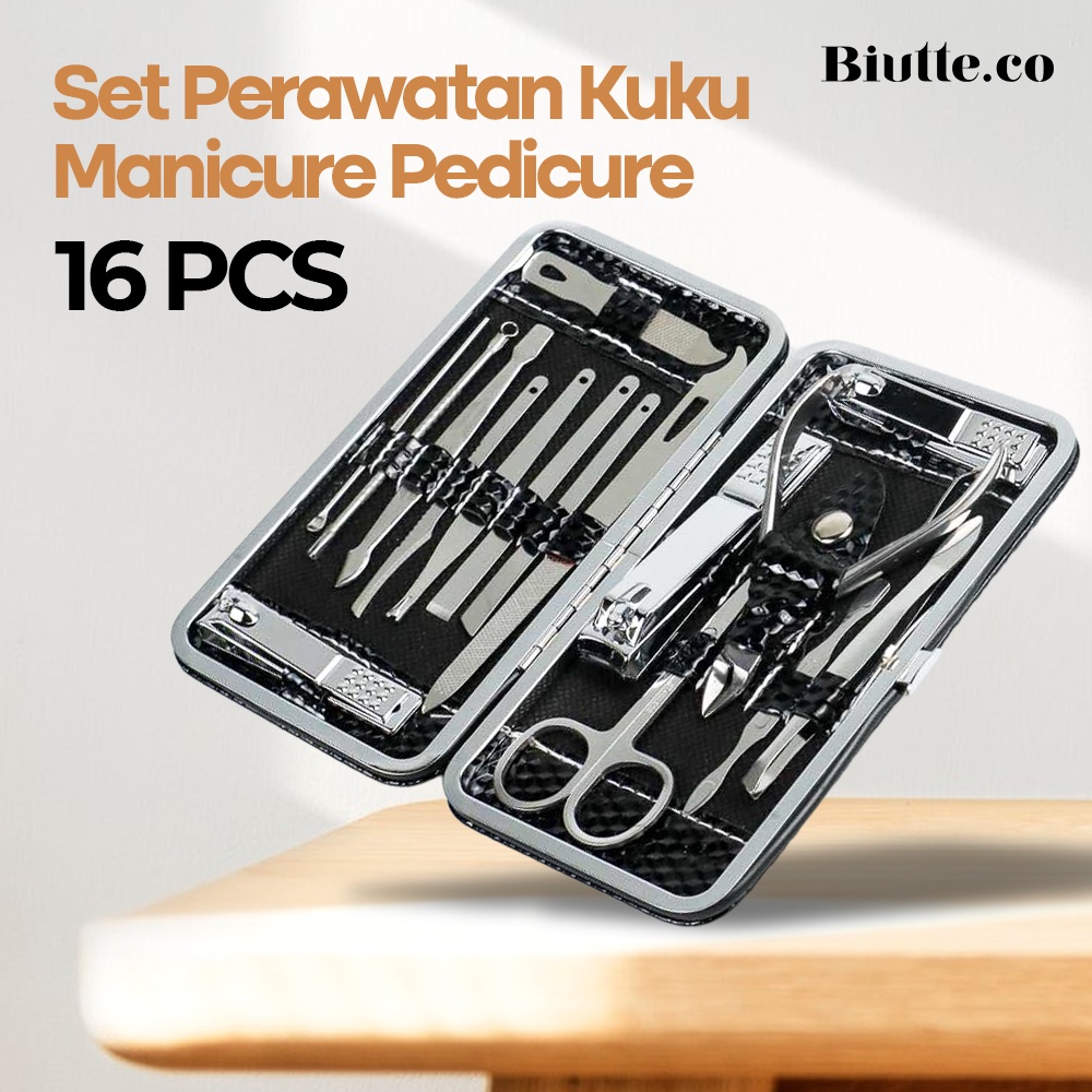 Set Perawatan Kuku Nail Art Manicure Pedicure 16 in 1 - MJ1096-01 - OMHX6VBK Black