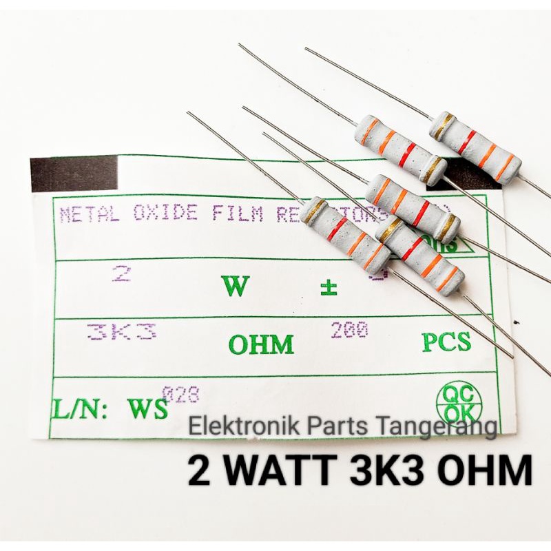 (10 BUAH) RESISTOR 2WATT 3K3 OHM RESISTOR 2W 3K3 OHM RESISTOR 2 WATT 3K3 OHM RESISTOR 3,3K OHM RESIS