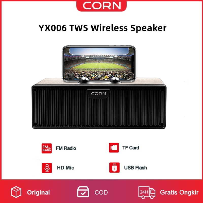 CORN Original YX006 Bluetooth Wireless Speaker Protable Destop Speakers TWS HiFi Waterproof Super Bass Portable Audio Speaker Support TF Card / USB Flash / FM Radio