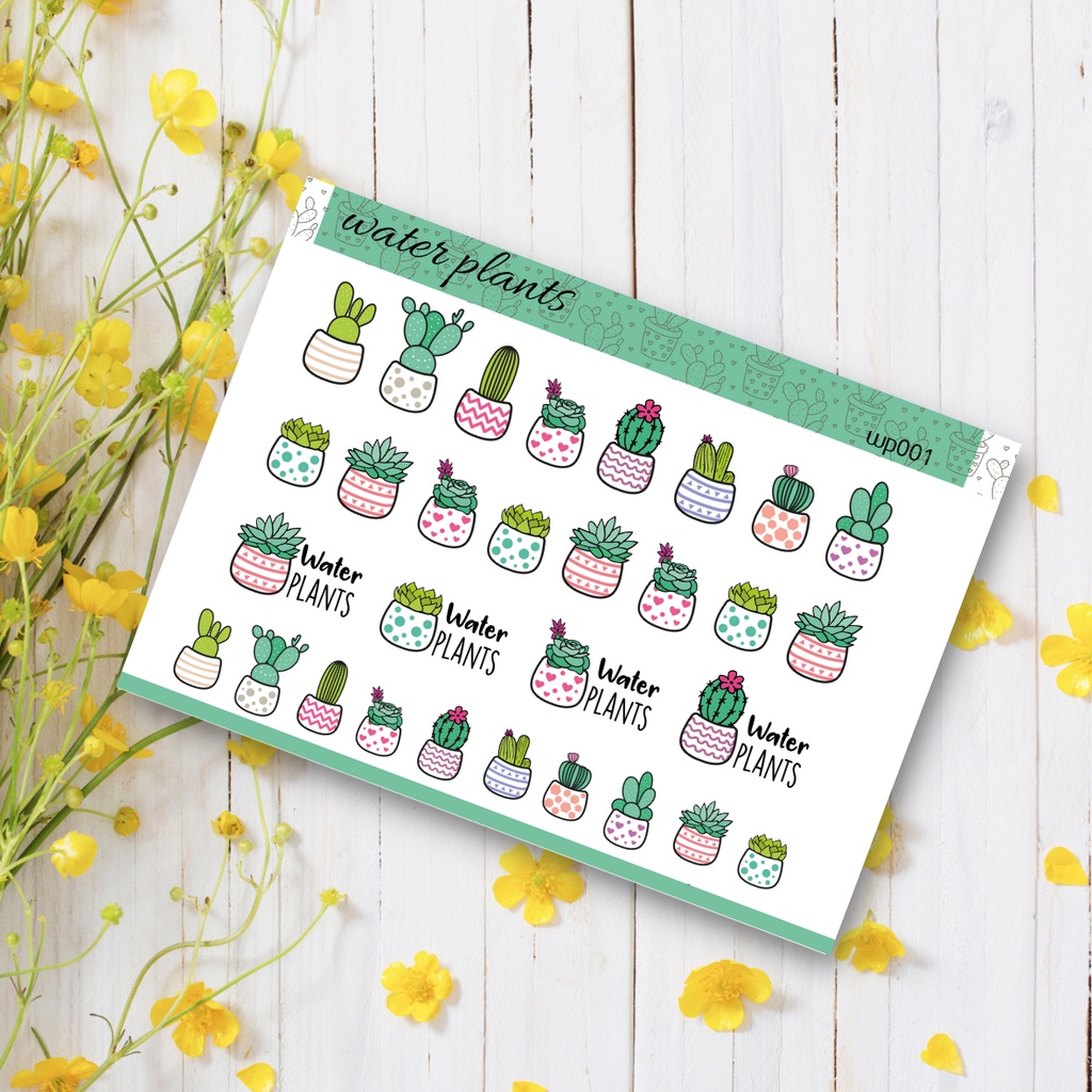 

[DOKI] Stikers Kawai Aesthetic / Label Stiker Lucu Cocok Untuk To Do List Atau Buku Harian - Water Plant