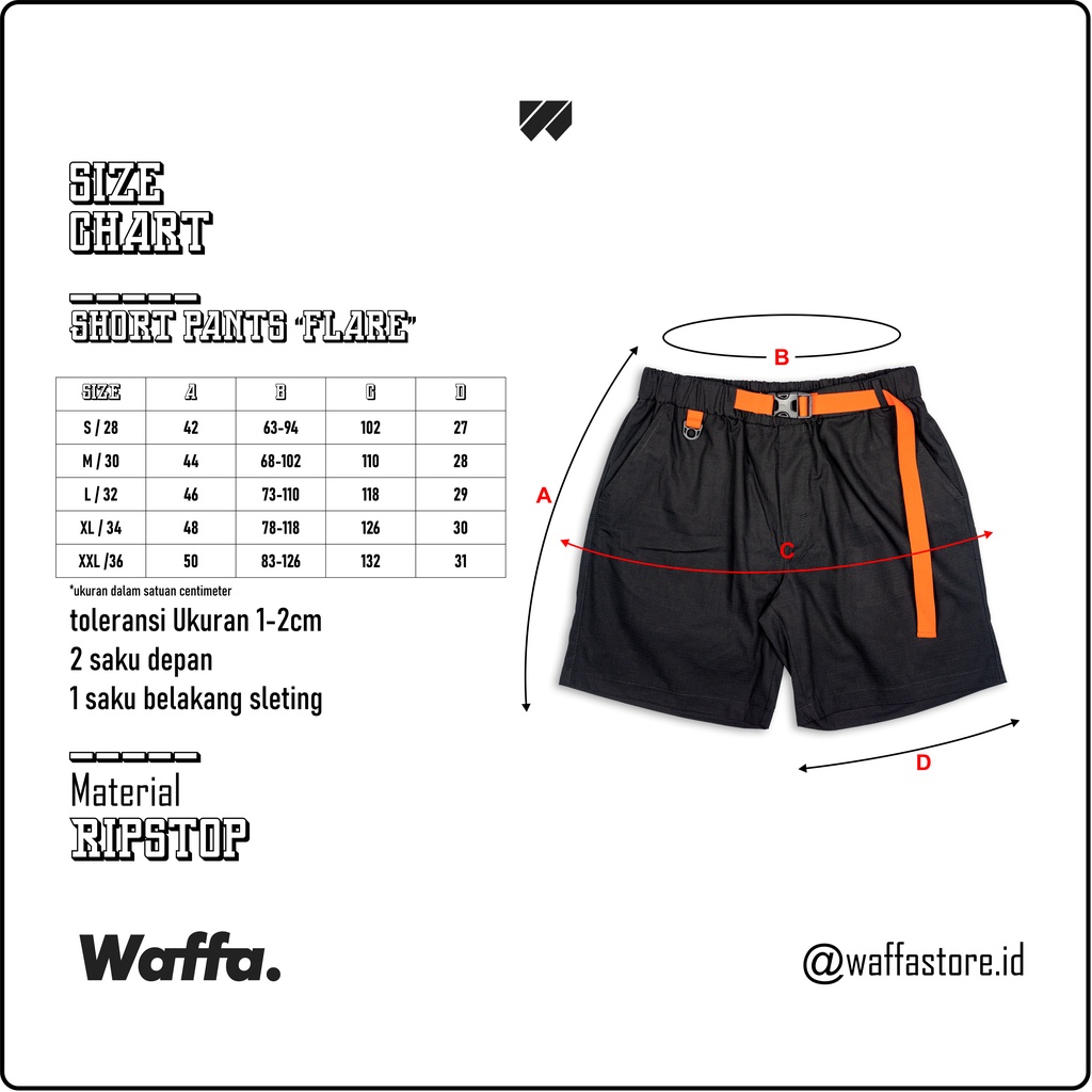 Celana Pendek Pria Bahan Ripstop Waffa Flare Boardshort