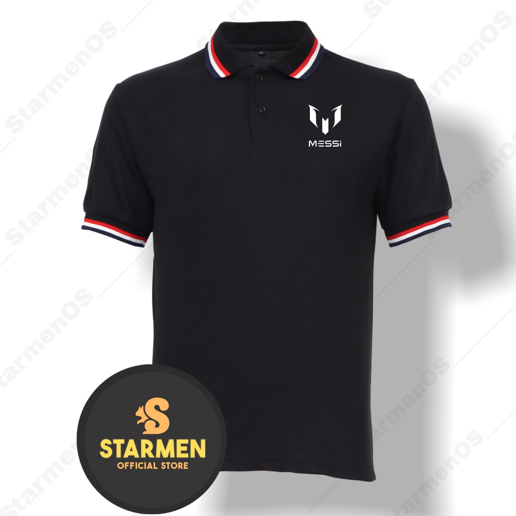 Kaos Polo Shirt Pria Kerah Logo LIONEL MESSI