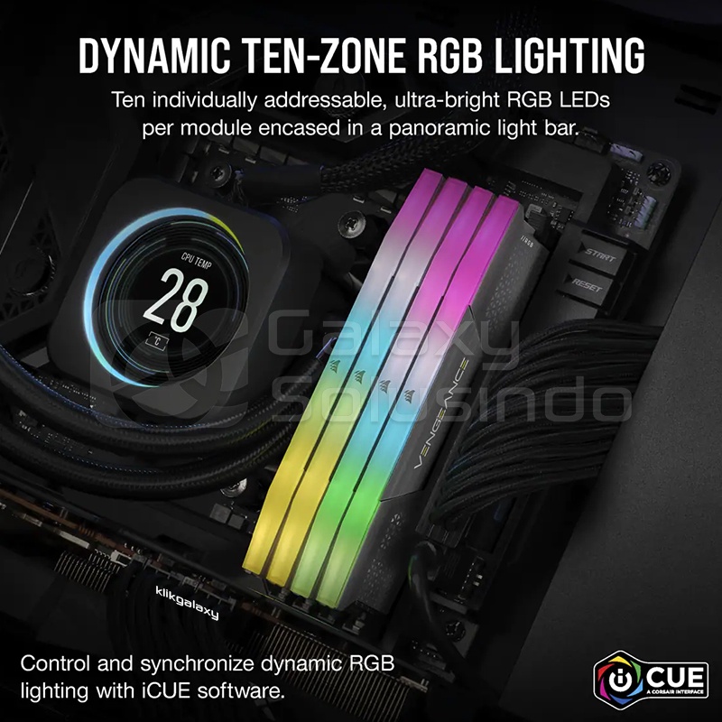 Corsair Vengeance RGB 32GB (2 x 16GB) DDR5 5600MHz C36 - Black Memory RAM CMH32GX5M2B5600Z36K