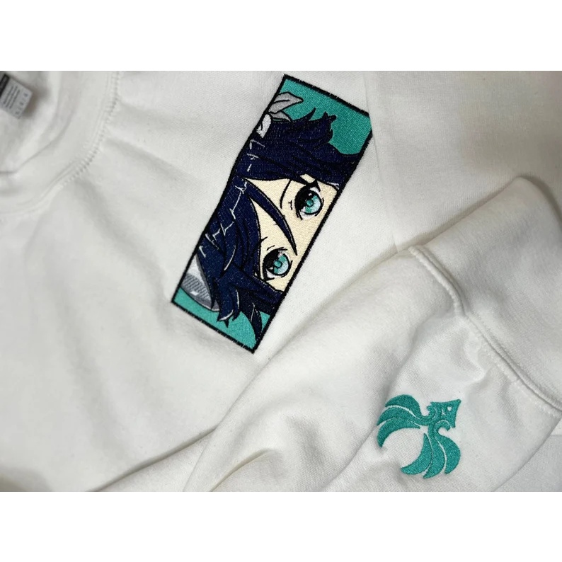 Crewneck Venti Embroidery Anime Gaming Genshin Impact Premium Unisex