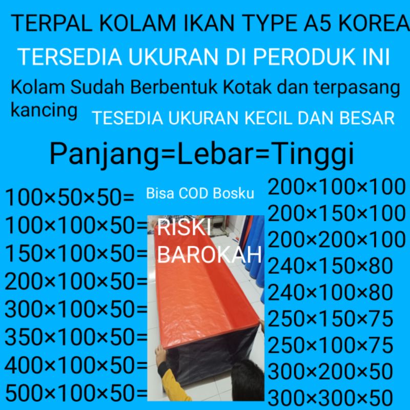 terpal kolam ikan  TYPE A5 KOREA 200×100×50