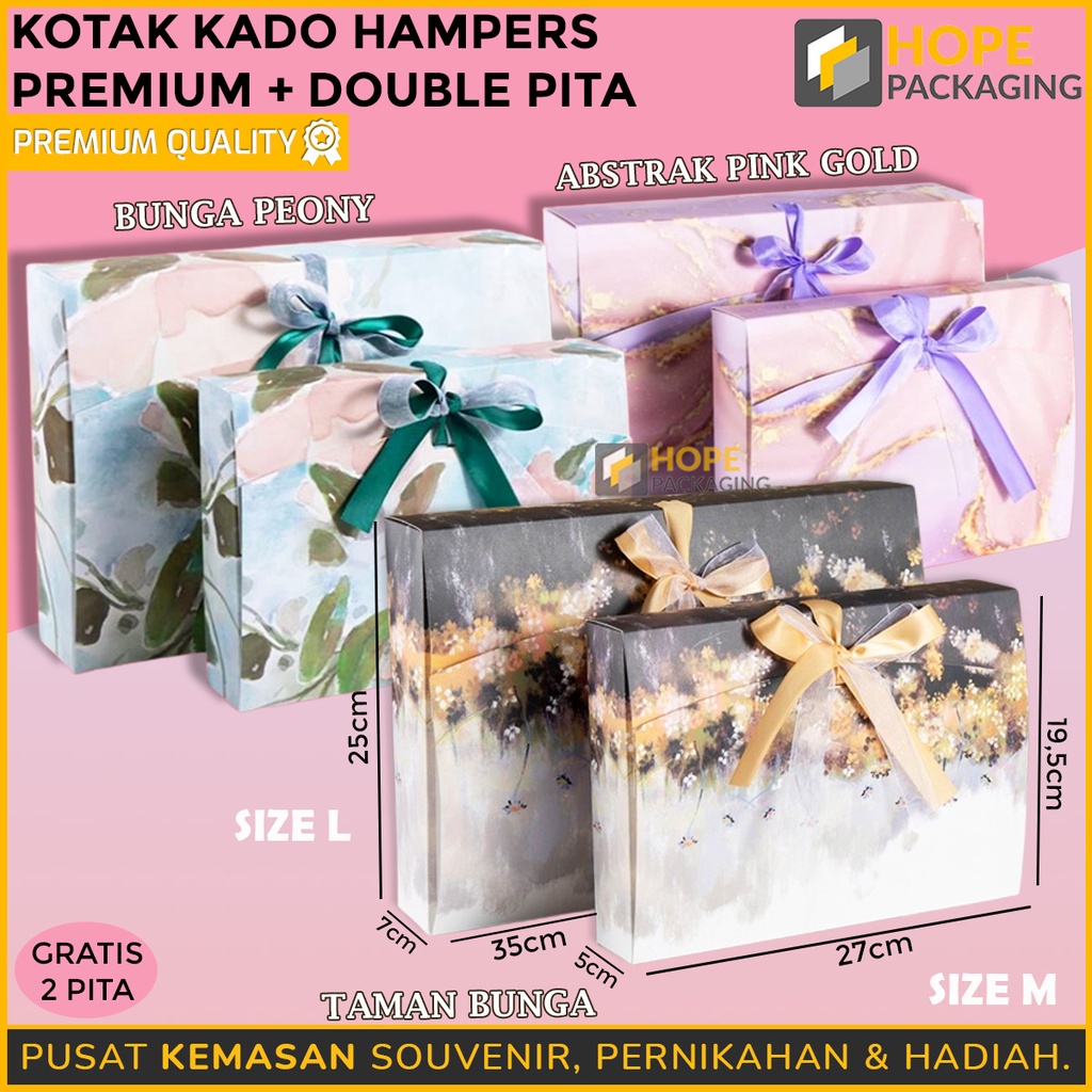 Kotak Kado Hampers Premium + Double Pita romantis / box souvenir hadiah Ulang tahun / ultah / happy birthday souvenir anaK / valentine