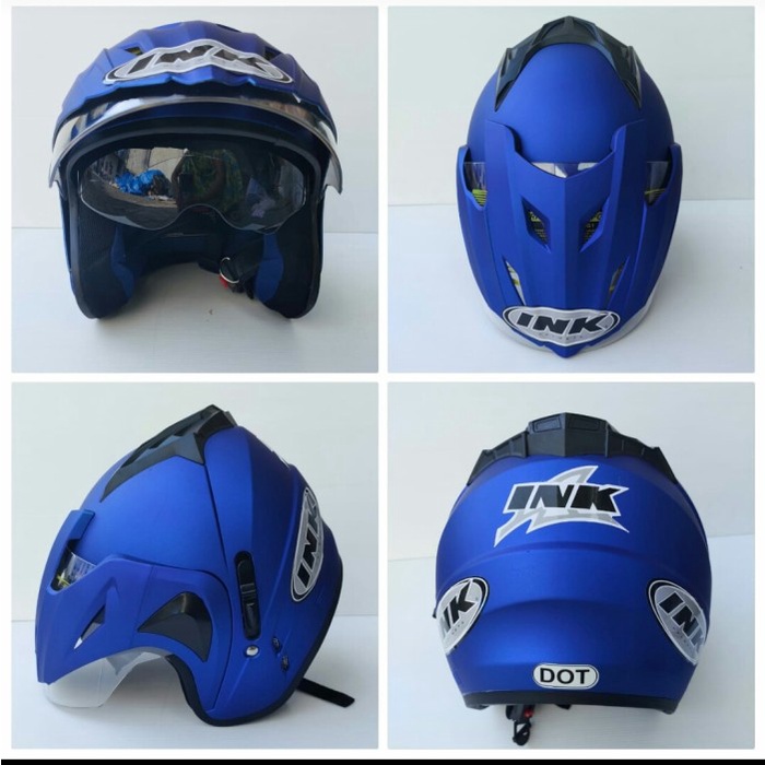 Helm Helm Ink Terbaru Dobel Visor Type T1 Biru Tua Doff