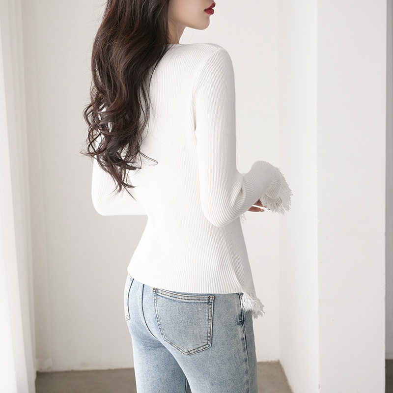 【Elegant】Casual Basic Slim Knit Ribbed T Shirt  2335