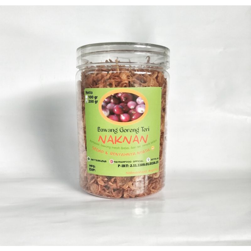 

Bawang Goreng Teri NAKNAN 200 gram Asli Brebes Tanpa Campur Tepung