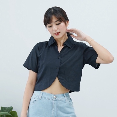 Minibiliri Crop Top Cotton Atasan Blouse Wanita