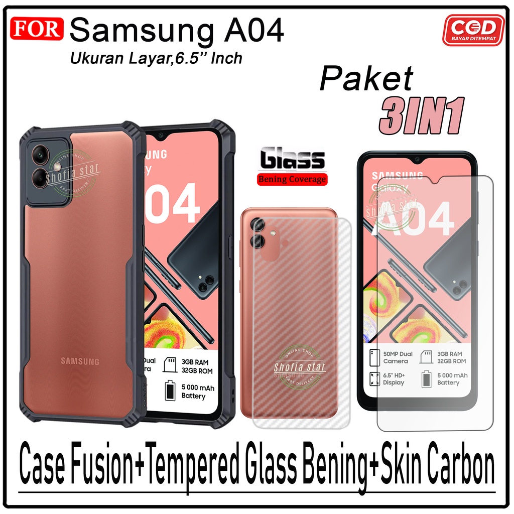 Promo 3in1 Case Samsung A04 A04s A04e A13 4G M12 A22 4G A52s A52 A23 5G A53 5G Softcase Fusion Shockproof Transparan Protect Casing