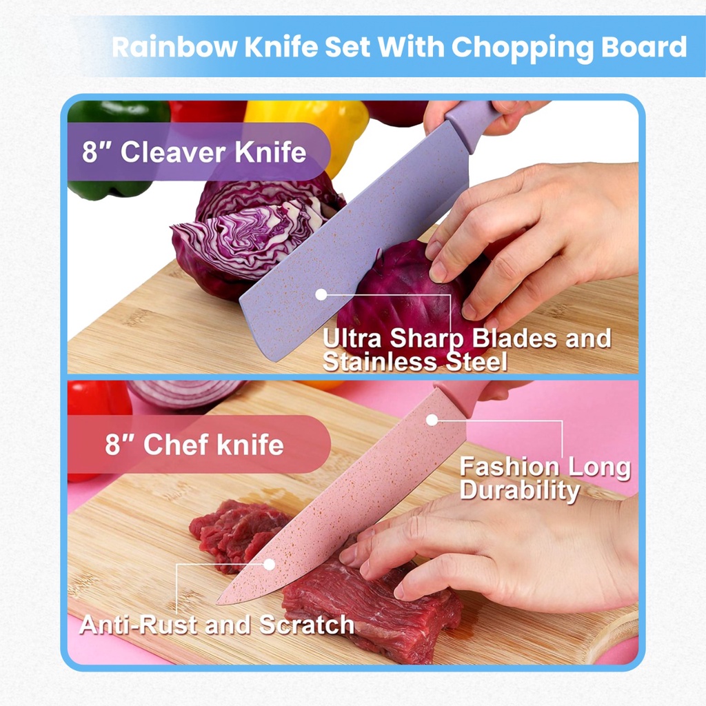 Everlux Pisau Set - Knife set marble Great Chopping Board