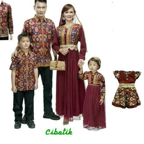 Terbaik SGjoda Batik Gamis Couple Keluarga kombinasi TILE, tersedia anak gamis dress dan kemeja