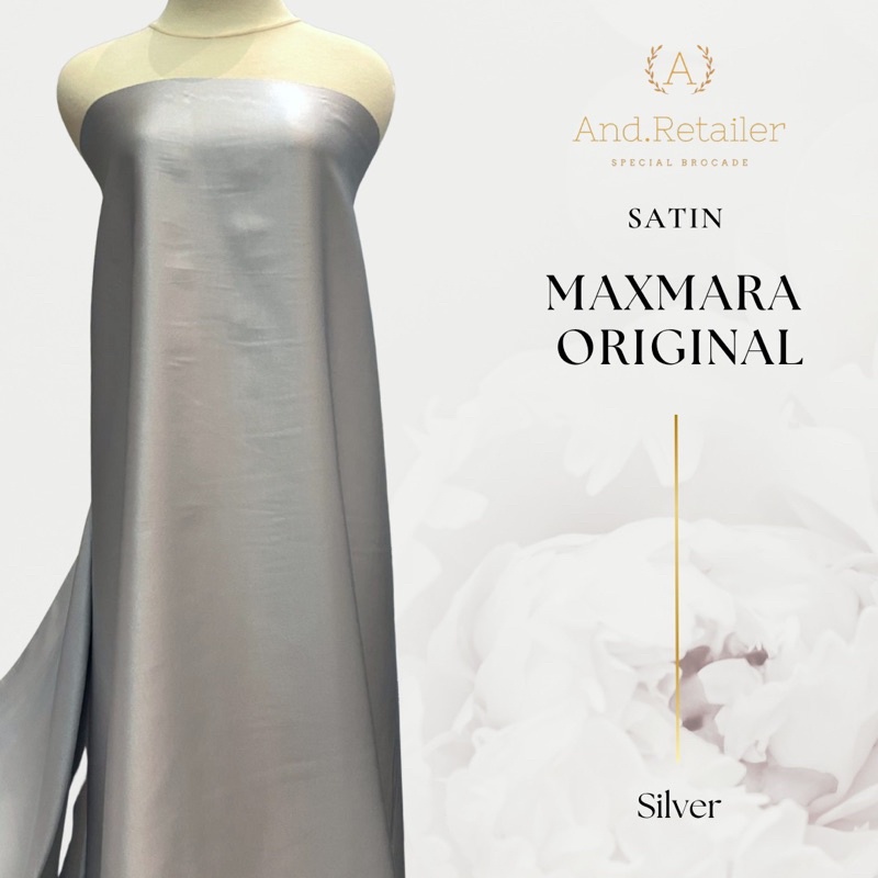 Bahan Kain Satin Maxmara Silk Original Warna Silver
