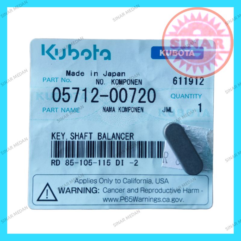 Key Balancer Shaft Kubota RD85 - Spi Bandolan - Spi Balancer