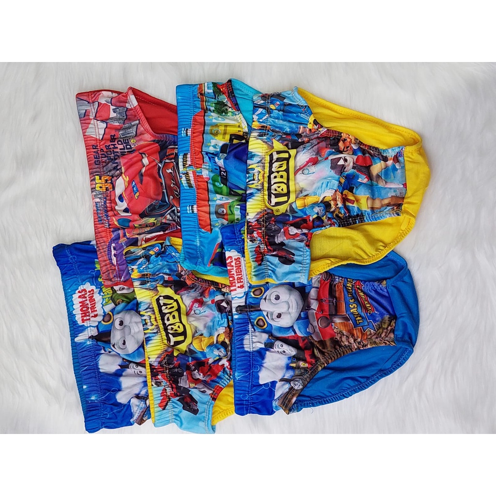 6pcs Celana Dalam Anak Cowok Laki-Laki Sablon Printing Motif Gambar Kartun Celana Dalam Anak Segitiga