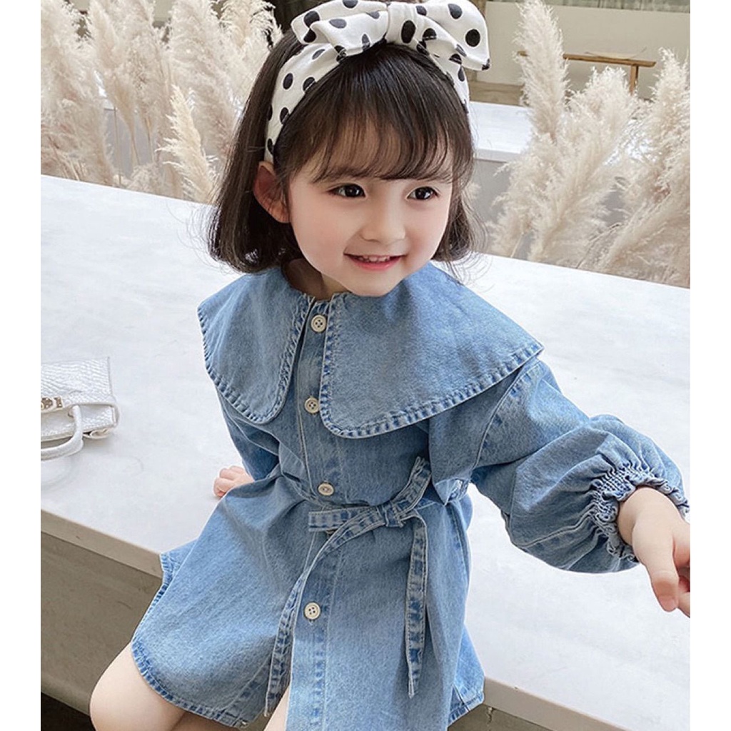 Dress Anak Perempuan - Full Jeans Belt Motif Denim