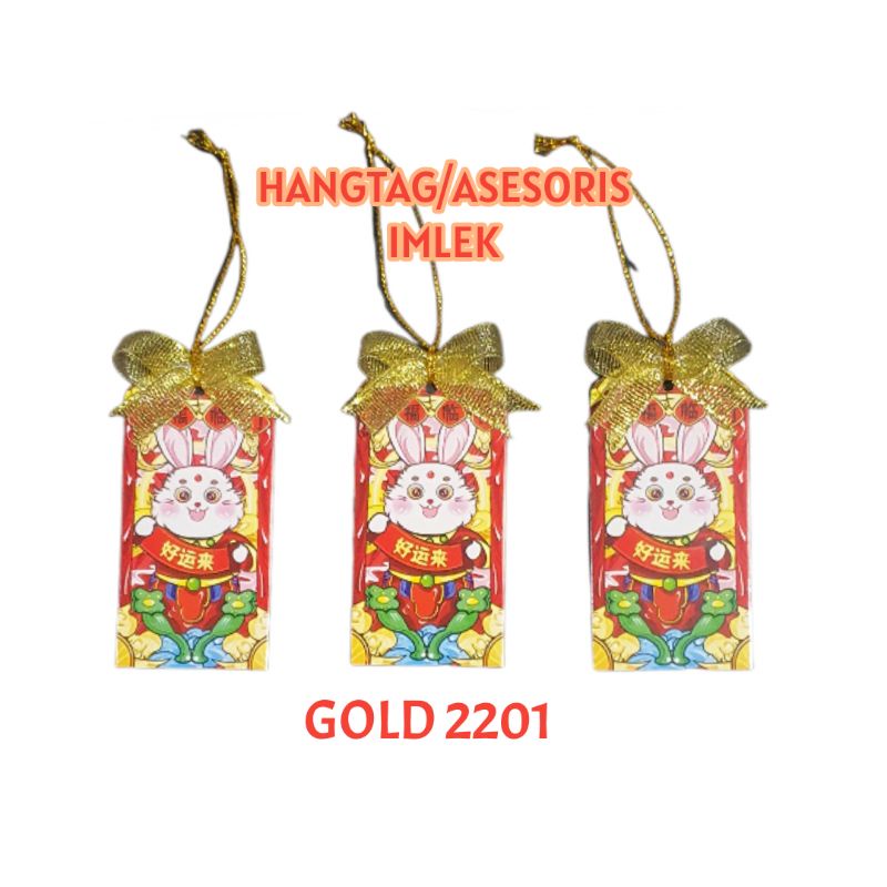 

hangtag asesoris imlek per set isi 3pcs motif Gold 2201