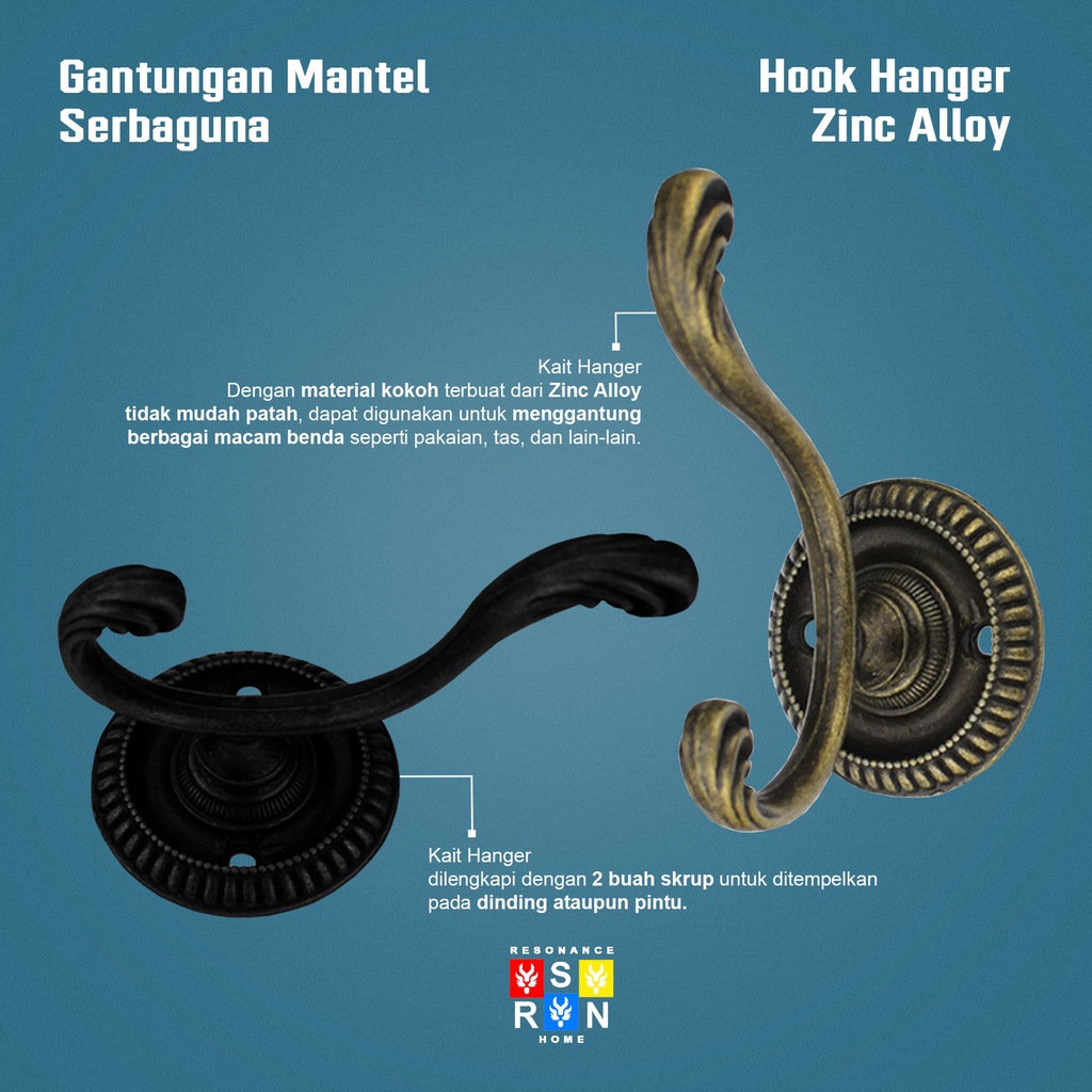 Kaitan Kait Mantel Dinding Pintu Antik Retro / Hook Hanger Resonance Home