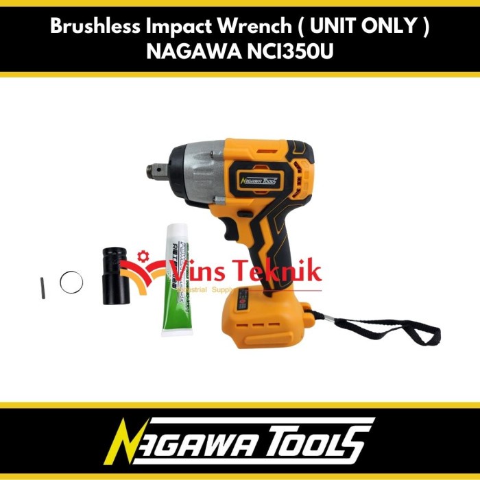 Unit Only Impact Wrench Brushless Nagawa Nci350U Mesin Pembuka Baut