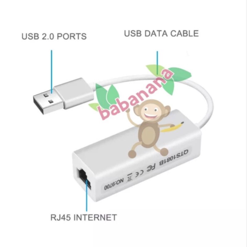 USB to LAN RJ45 Konektor Network Konverter External Internet Laptop Ethernet
