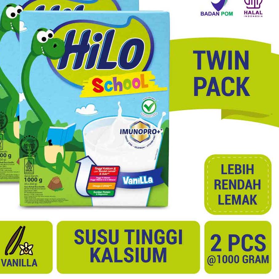 

Terlaku Twin Pack - HiLo School Vanilla 1000 gram - Susu Tinggi Kalsium Lebih Rendah Lemak``