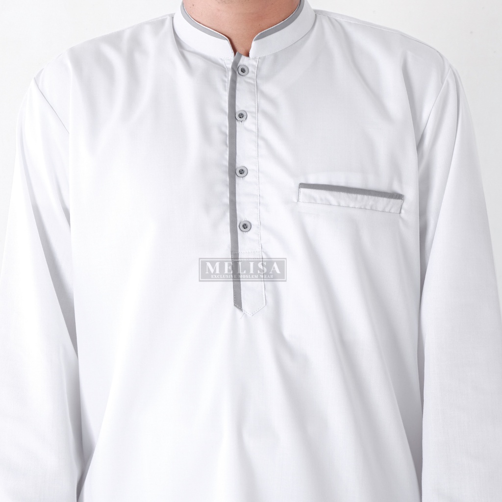 Baju Koko Pria Setelan Kurta Pakistan Dewasa Lengan Panjang Bahan Katun Toyobo Warna Putih