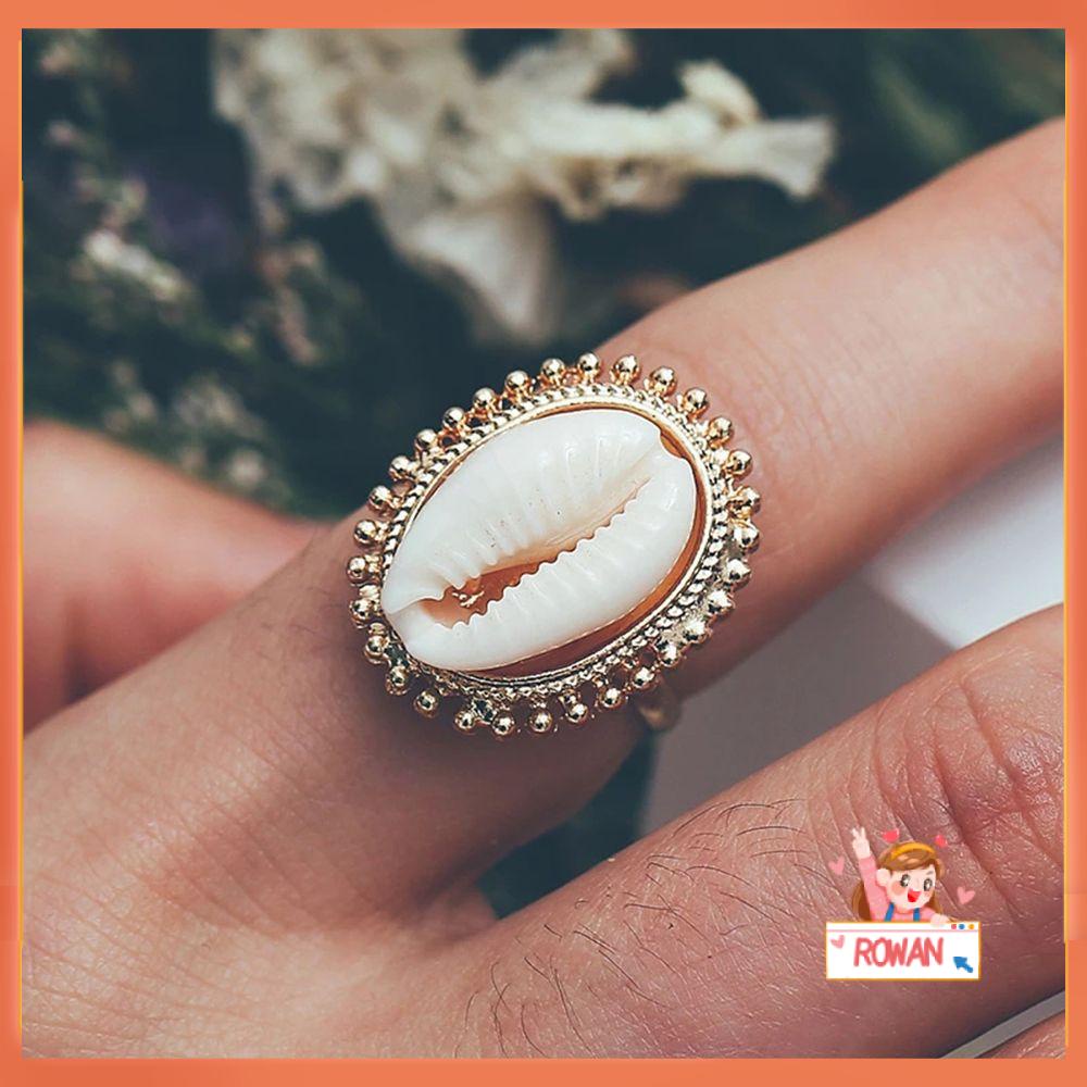 R-flower Shell Stack Ring Surfing Aksesoris Wanita Bohemia Charms Ring