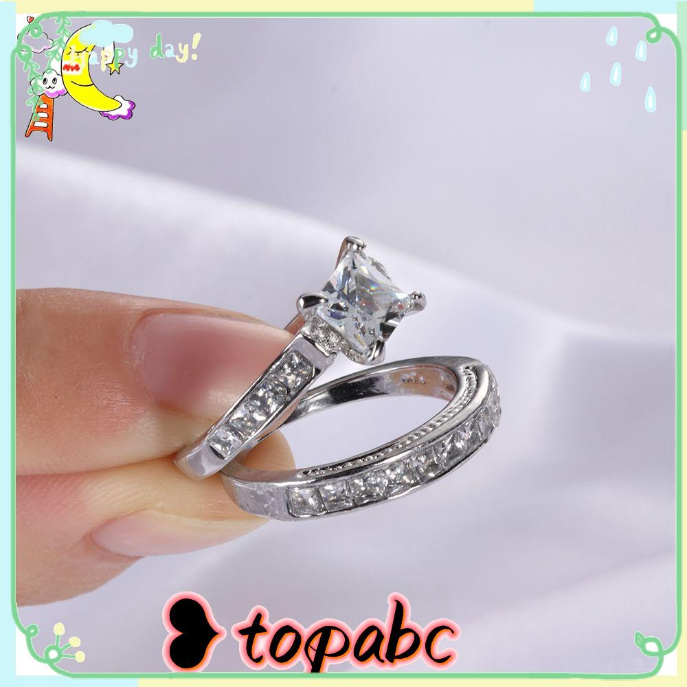 Top 2-in-1 Set Cincin Wanita Baru Perhiasan Pernikahan Tunangan