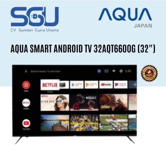 AQUA - LE32AQT6600G Smart Android TV 32 Inch 32AQT6600 32AQT