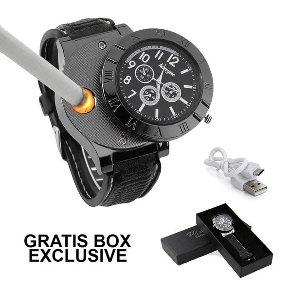 BAYAR DITEMPAT ✔️ Jam Tangan Pria Korek Api Korek Electric + Charger USB - Jam Tangan Elektrik Viral