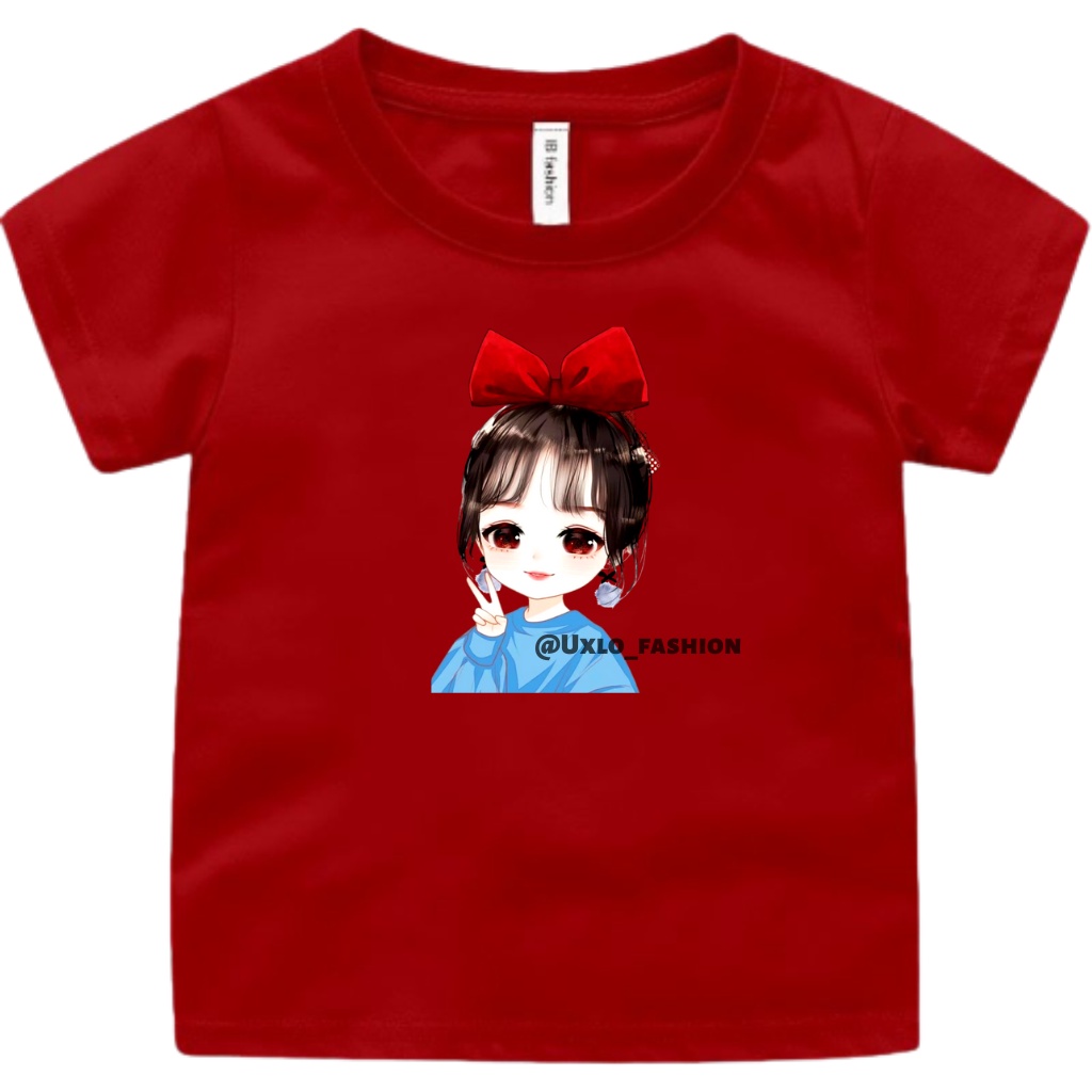 BAJU KAOS ANAK PEREMPUAN MURAH UMUR 2-9 TAHUN SABLON DIGITAL GAMBAR KARTUN KARAKTER UXLO FASHION