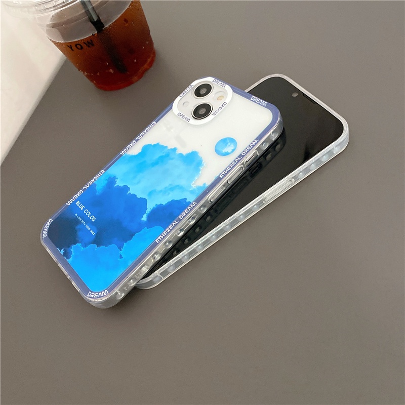 IPHONE Casing Ponsel Motif Awan Hutan Gunung Bening Untuk Iphone7 8 Plus11 12 13 Pro Max X XS Max XR SE2020 Cover Case Transparan