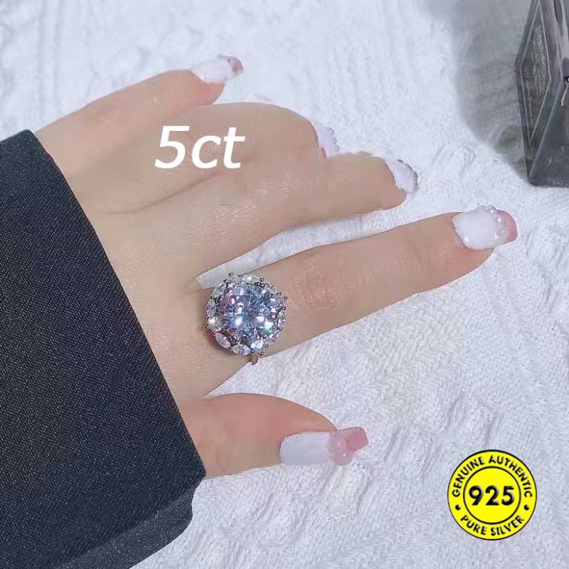 Cincin Fashion Moissanite Wanita Mewah Kadar 5karat M210