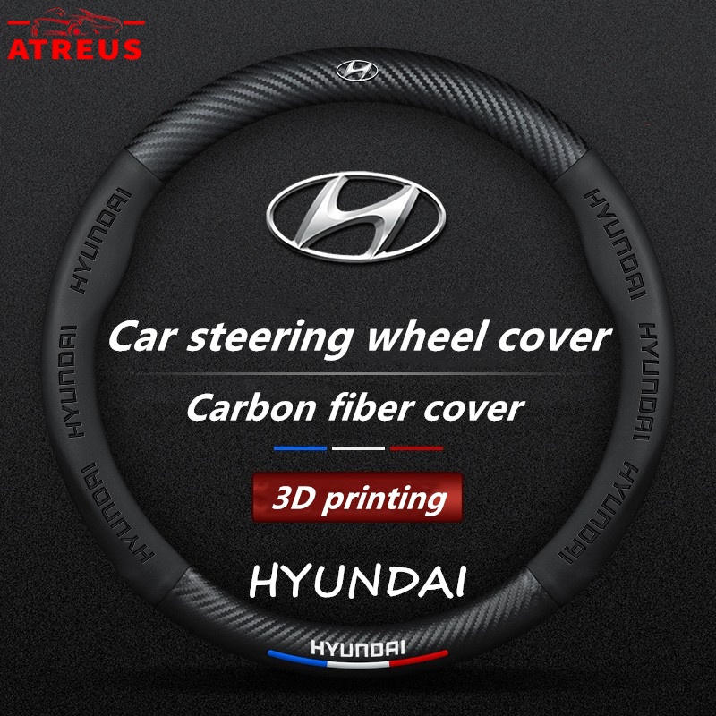 Hyundai Cover Setir Mobil Untuk Getz Accent Atoz i20 Trajet H1 i10 Kona Santa Fe Auto Steering Wheel Cover Pelindung Kemudi Interior Mobil Logo Printing 3D