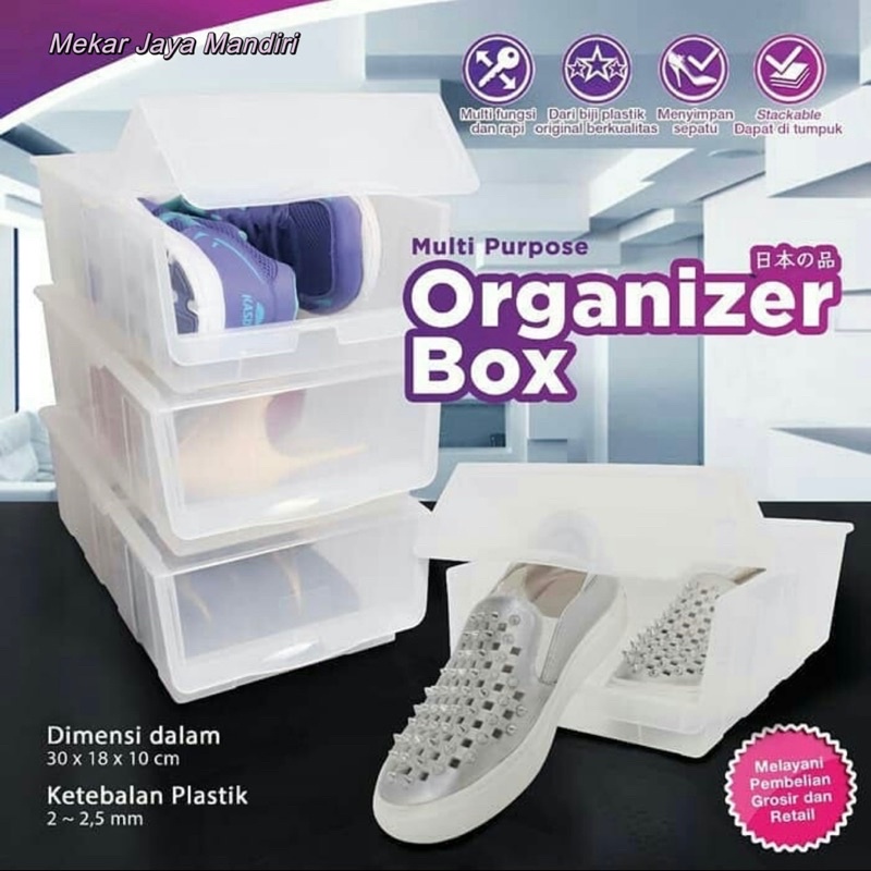 Rak Sepatu | Organizer box bahan plastik berkualitas untuk simpan barang multifungsi bisa ditumpuk |Box Serbaguna