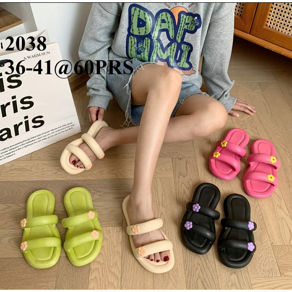 21.Sandal Import Eva Rubber kokop ban2 sosis bunga 2038