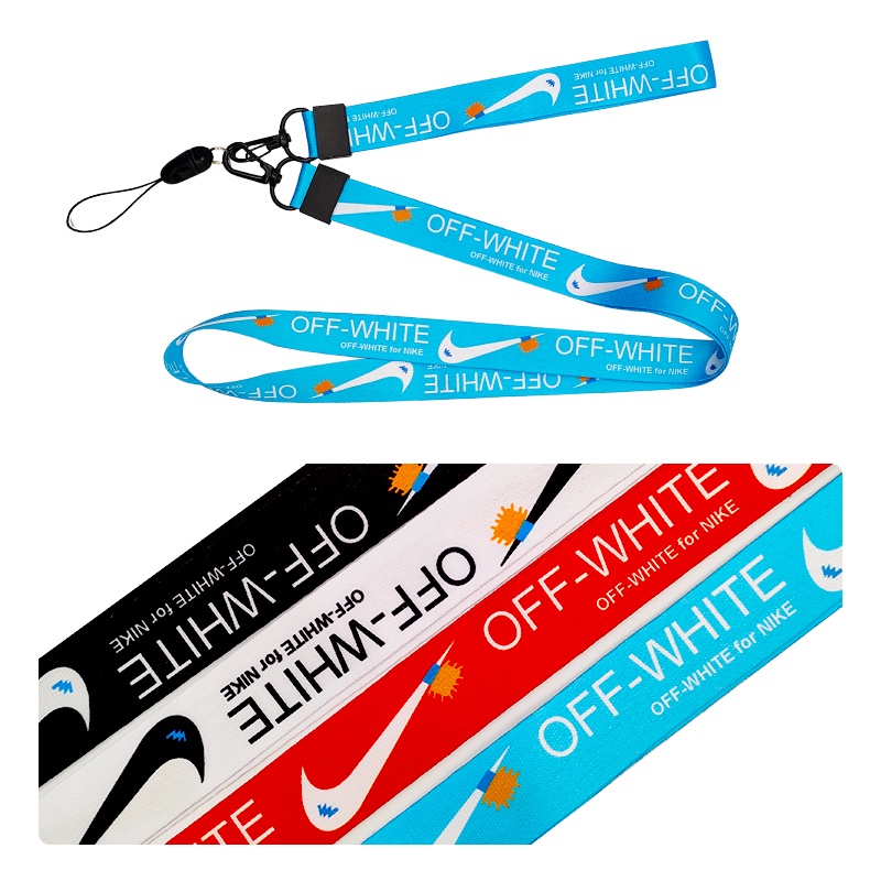 4gaya OFF/White Neck Lanyard Tali Pendek Dengan Holder ID Card Untuk Gantungan Kunci Phone Case Sling Card Sleeve Peralatan Kantor Sekolah