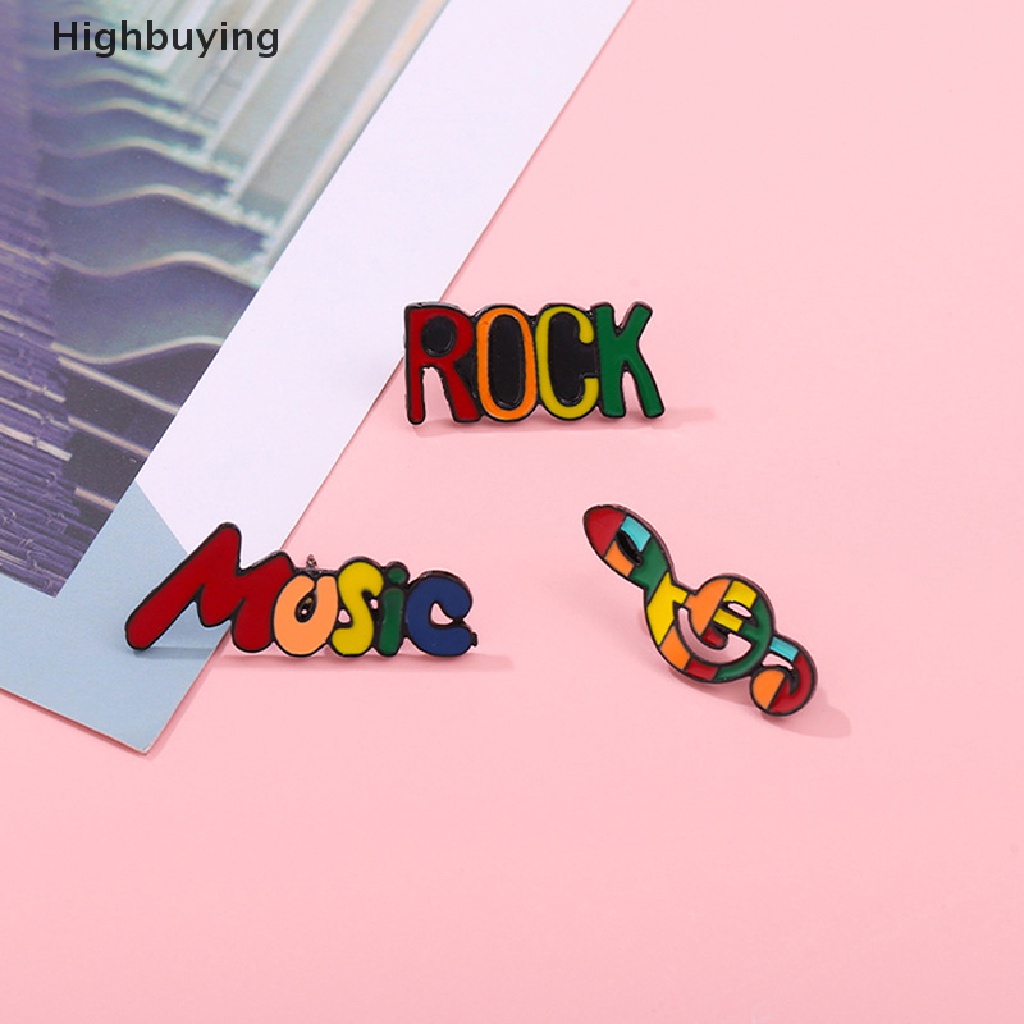 Hbid Musik Rock Enamel Pin Lencana Musik Rock Perhiasan Note Lapel Baju Ransel Custom Hujan Bros Kartun Anak Hadiah Teman Aksesoris Glory