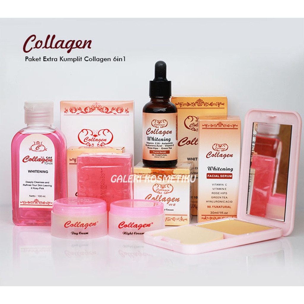 Paket 6 in1 Cream Collagen Terlaris Super Komplit / Original BPOM - Krim Collagen Siang Malam - Sabu