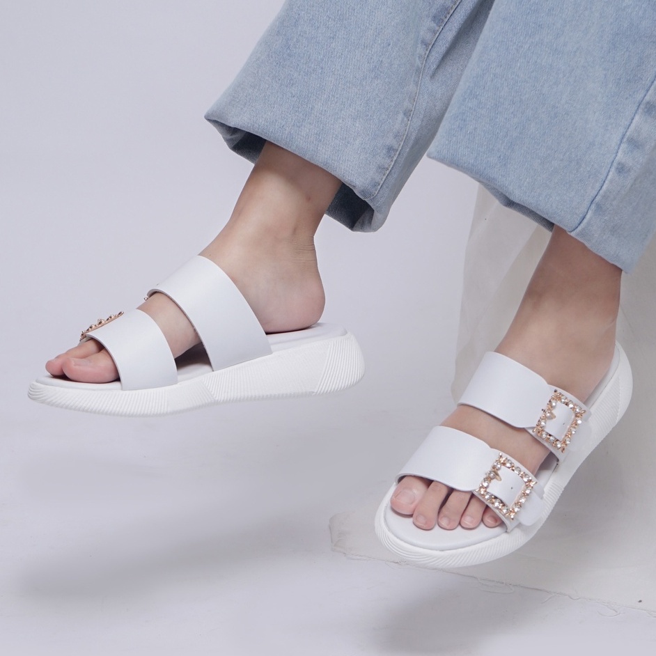 LAPEPA YUK - Dunkenstock JOA Sandal Wanita Tinggi 3cm Size 36 - 40 Selop Tidak Licin Sendal Beleza Wedges Slop Birken Dunkenstok Rumah Belezza 37 38 39 Warna ALL Black Bellezza Kekinian Premium Terbaru Shoes Ori Original Mall Official Store