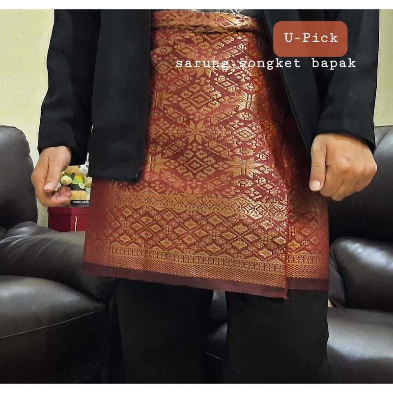SARUNG SONGKET LILIT  BAPAK + SELENDANG BESAR LAKI LAKI SARUNG SONGKET PRIA