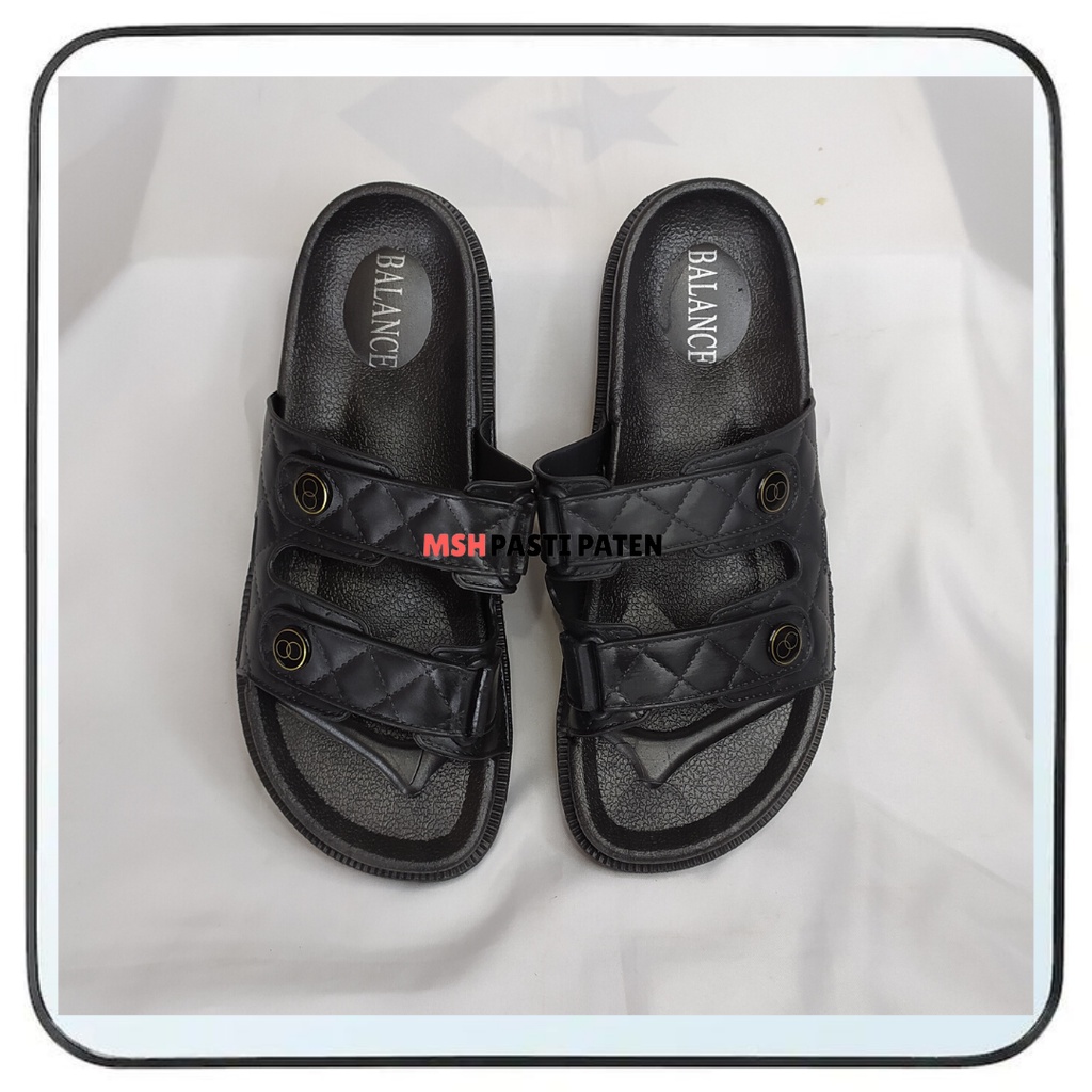 Sandal slop karet motif kulit wanita tahan air anti slip Sandal impor merk balance 1728