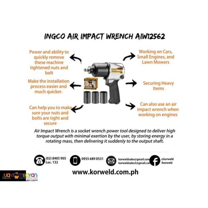 PEMBUKA RODA ANGIN 1/2&quot; AIR IMPACT WRENCH INGCO AIW12562