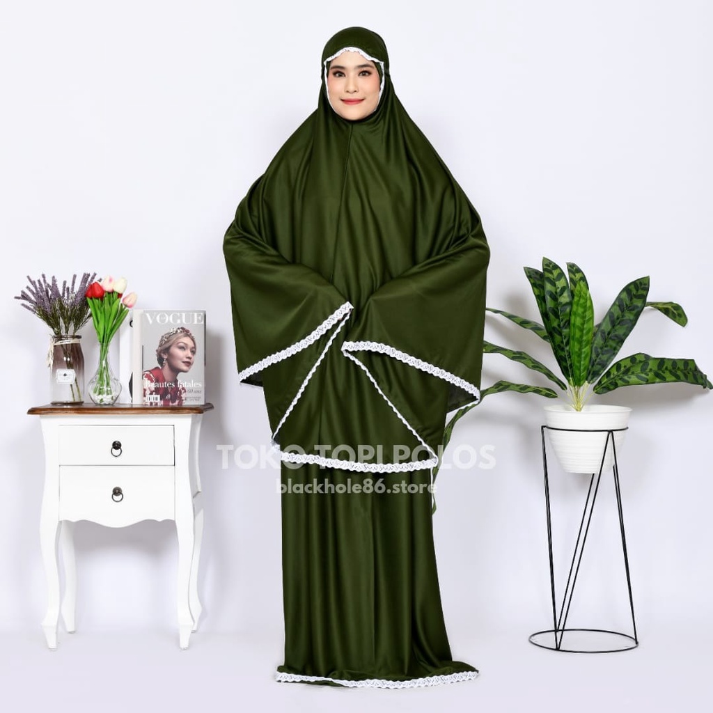 Mukena Amplop Dewasa Renda Syar'i Mukena super Hyget Mukena traveling Ringan Simple - ARMY