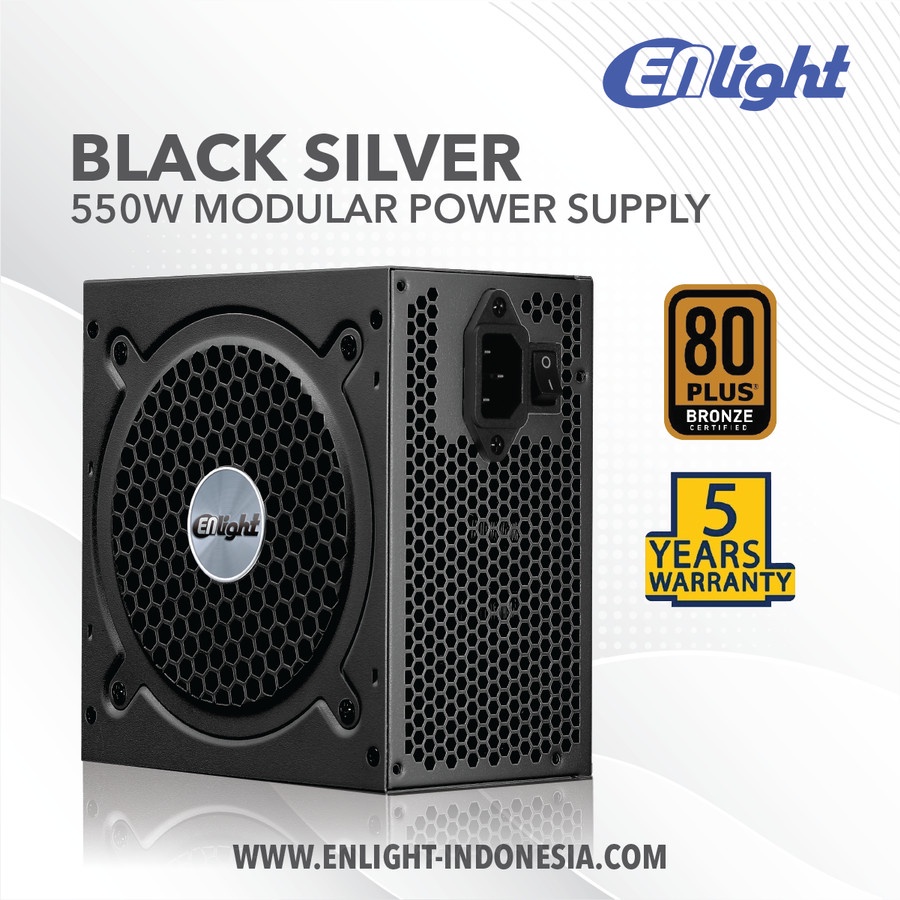 PSU ENLIGHT 550W 80+ Black Silver / Power Supply Enlight 550 Watt