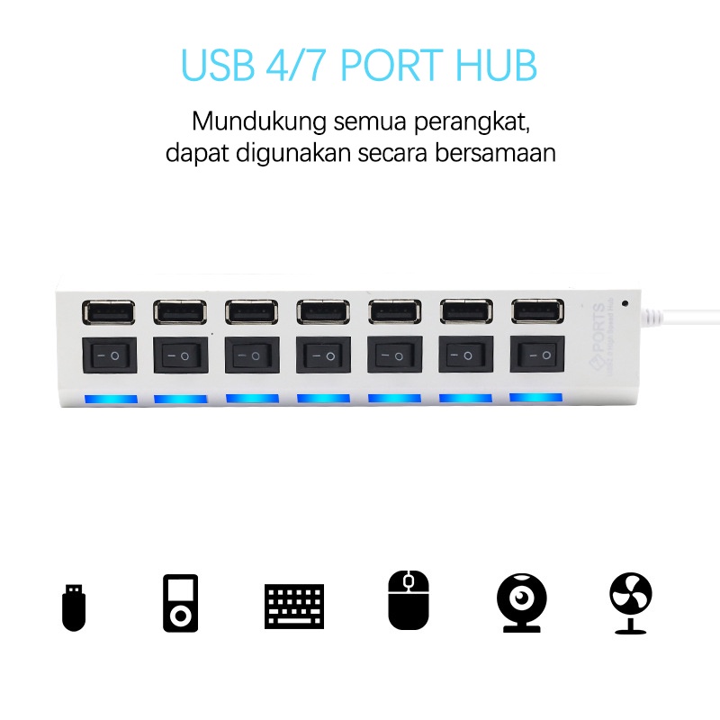 Usb Hub 4/7 Port Saklar On/Off High speed