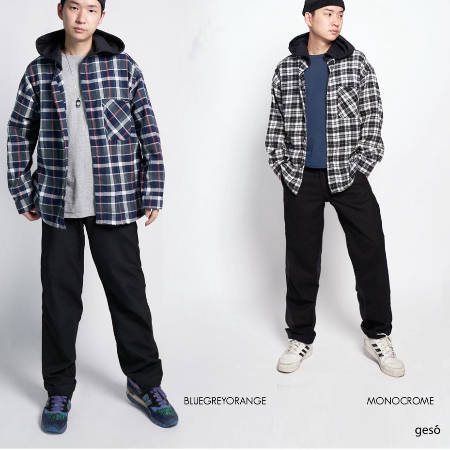 Chekout Geso - Oversize Kemeja Hoodie Flanel